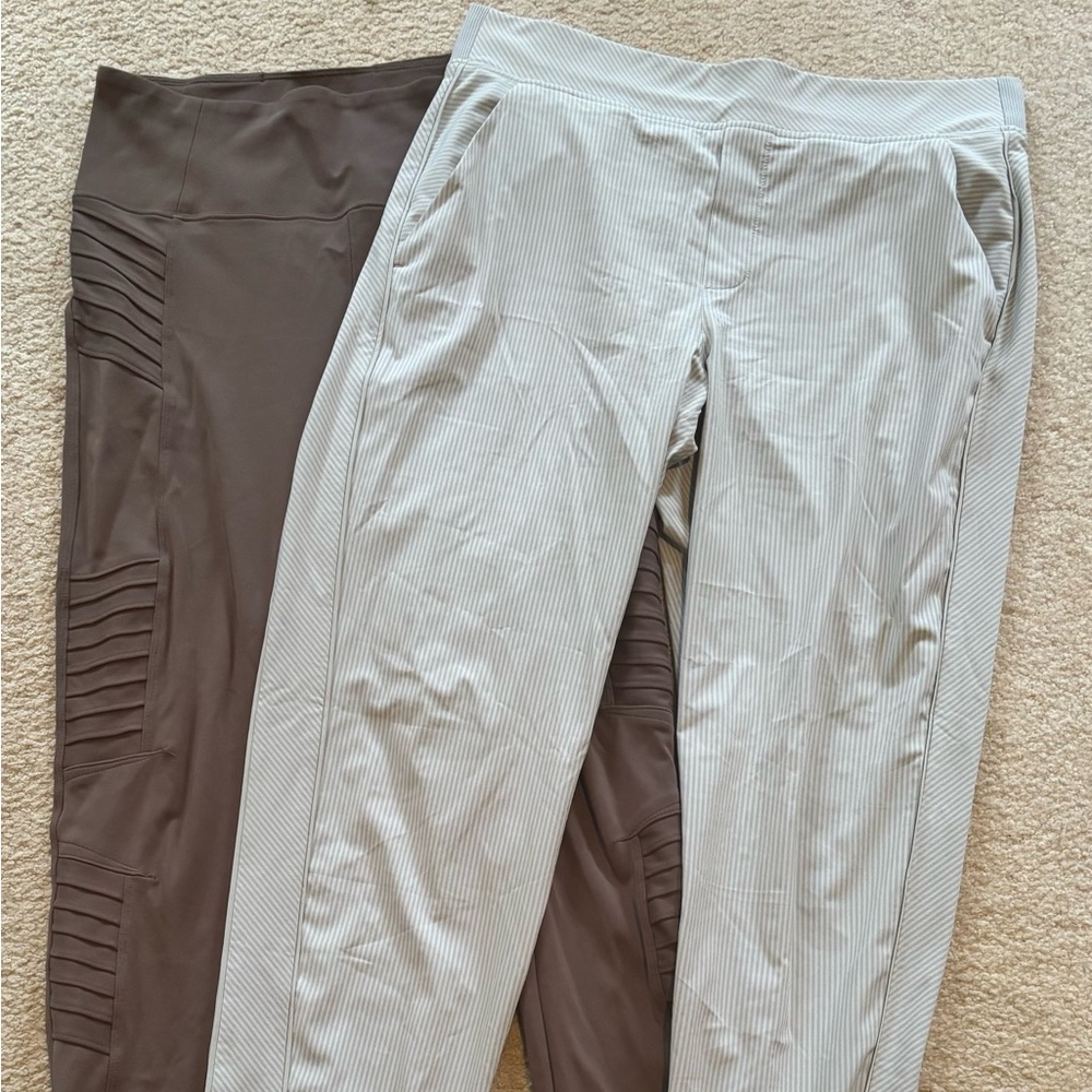 Athleta Striped Green/white pants and Solid Brown Women's leggings